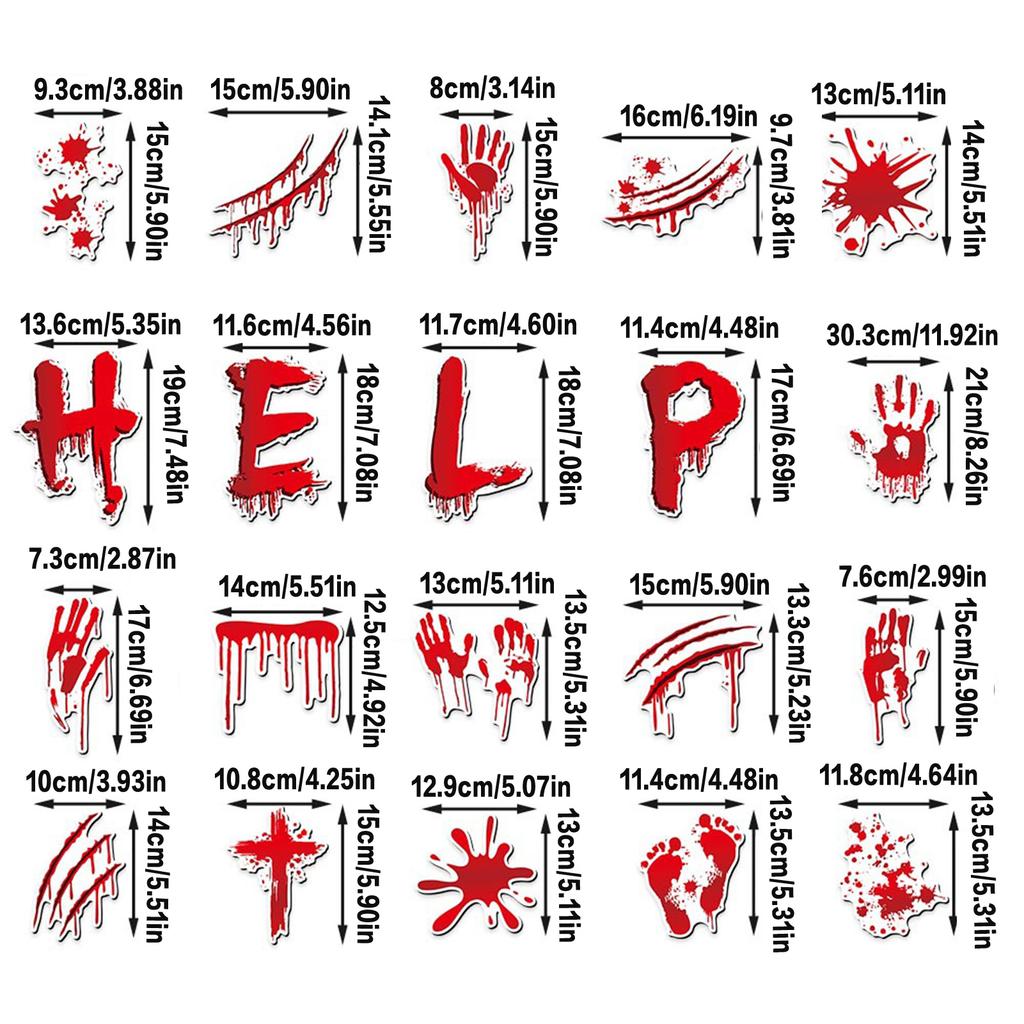 Halloween Refrigerator Magnets Stickers Horror and Dirty Bleeding Red Stickers Suitable for Party Paper Favor