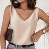 Women Tank Top V-neck Solid Color Sleeveless Low-cut Loose Daily Wear Pullover Satin Women Summer Vest Women Clothes