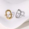 Stainless Steel Metal Hollow Square Open Rings For Women Vintage Gold Color Geometric Waterproof Chunky Ring Jewelry