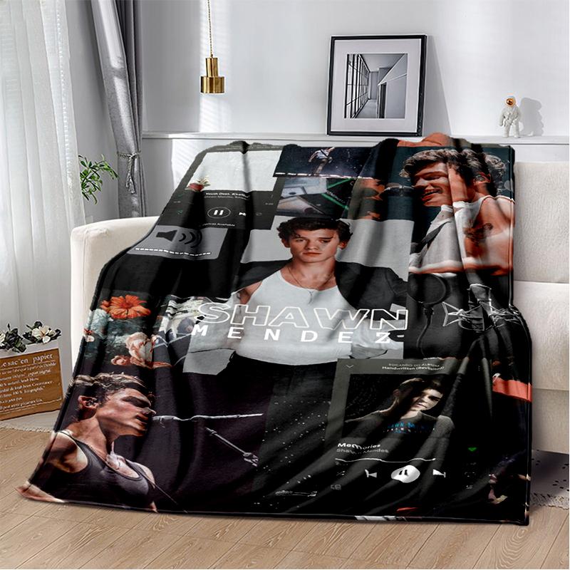 3D Shawn Mendes Handwritten Singer Soft Plush Blanket,Flannel Blanket Throw Blanket for Living Room Bedroom Bed Sofa Kid Gift