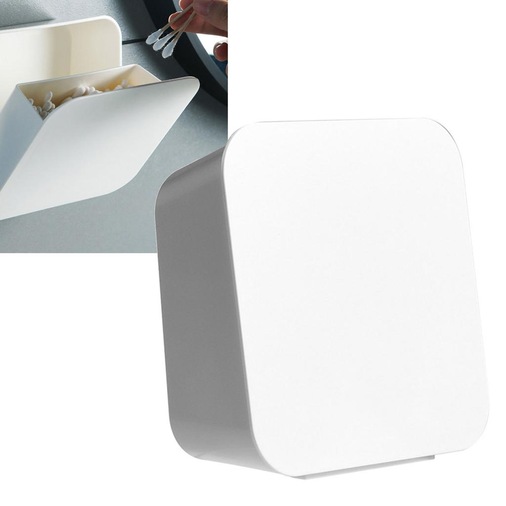 Wall Mounted Cotton Swab Holder Flip Top Punch Free Cosmetic Cotton Wall Mounted Organizer for