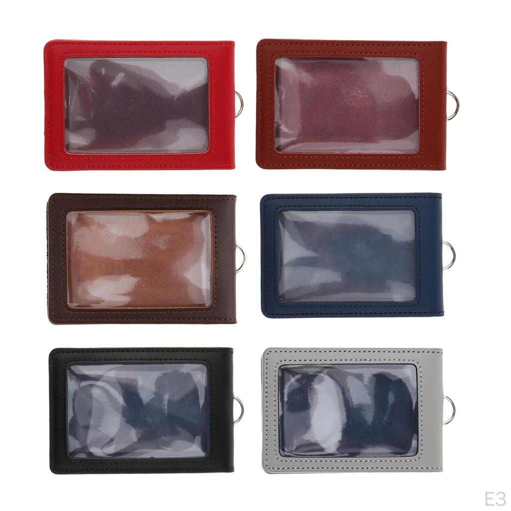 Badge Card Holder PU Leather Name Tag with 2 Slots