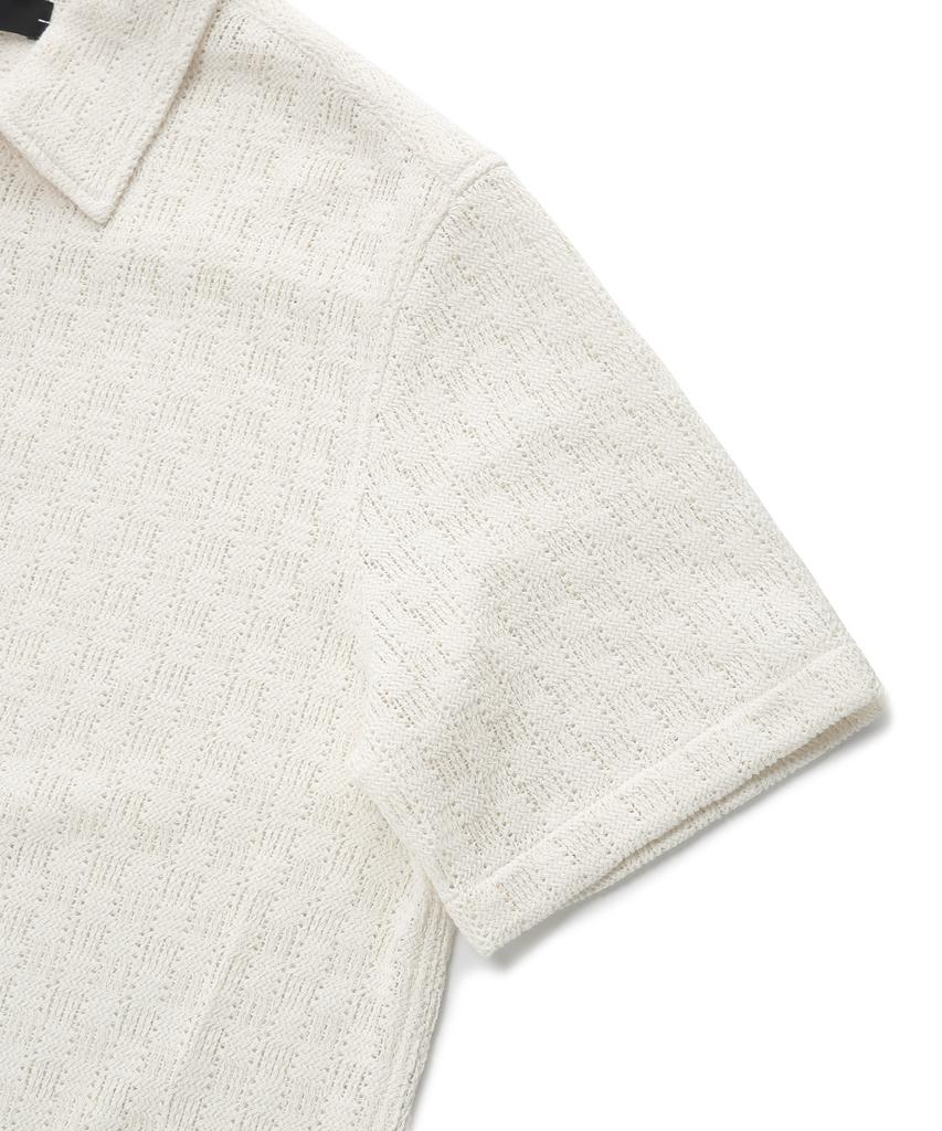 IL CORSO Zephyr Waffle Crochet Short Sleeve Shirt Cream Iesh5E410Cr