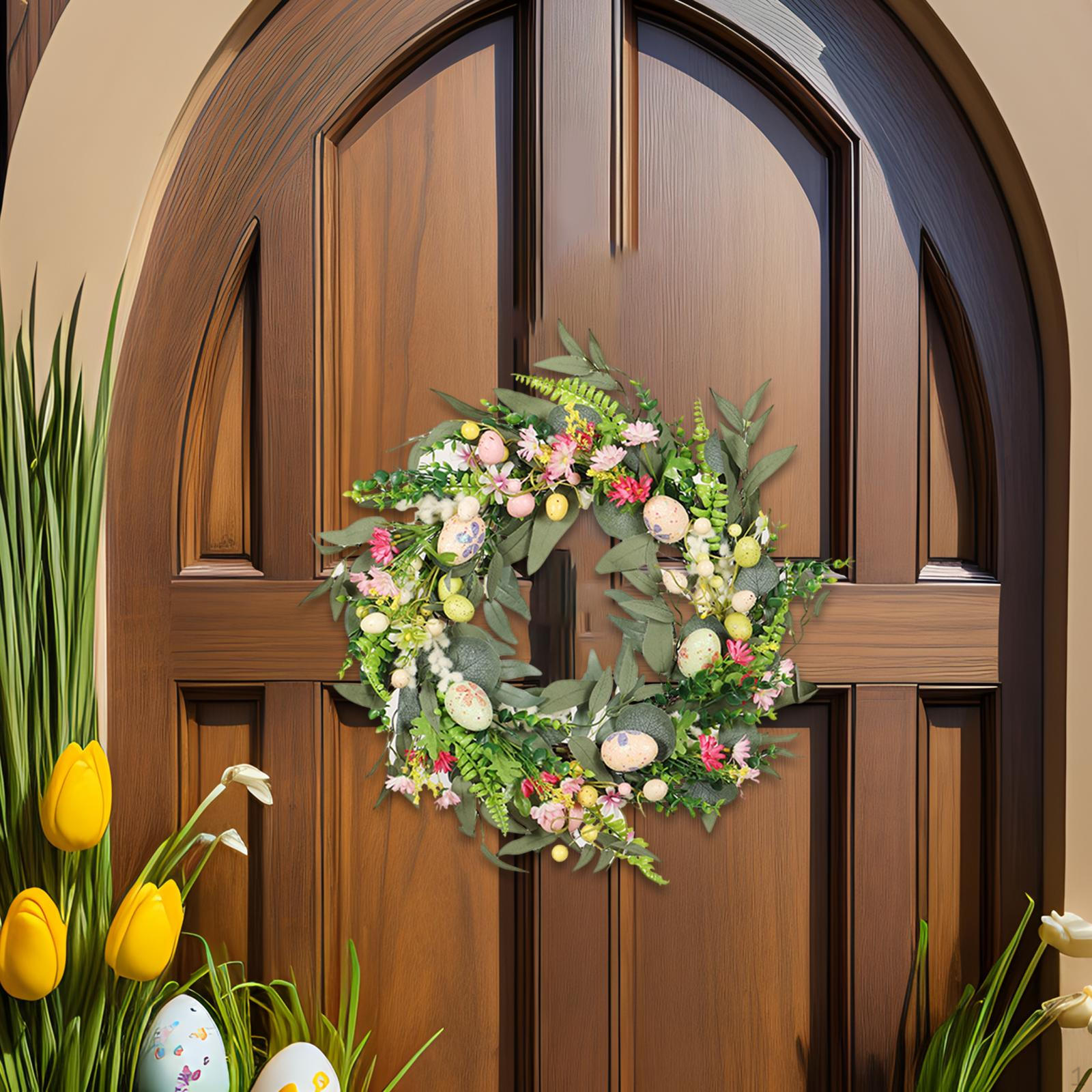 

Eucalyptus Leaves Artificial Flower Ornament 17.72inch Hanging Easter Egg Wreath Decorations