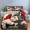 Vintage Cat-Eared Pin-Up Design Bedding Duvet Cover Set Duvet Cover Pillowcases  (1*Duvet Cover 2*Pillowcases, Without Duvet Insert)