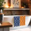 Trendy Retro Orange and Blue Pattern Kitchen Towels Set of 2, Mid Century Modern Scandinavian Aesthetic Hand Towels for Bathroom,16x24 Inch