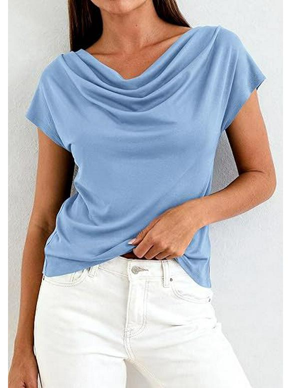 European and American Women's High Neck Summer Pullover T-shirt