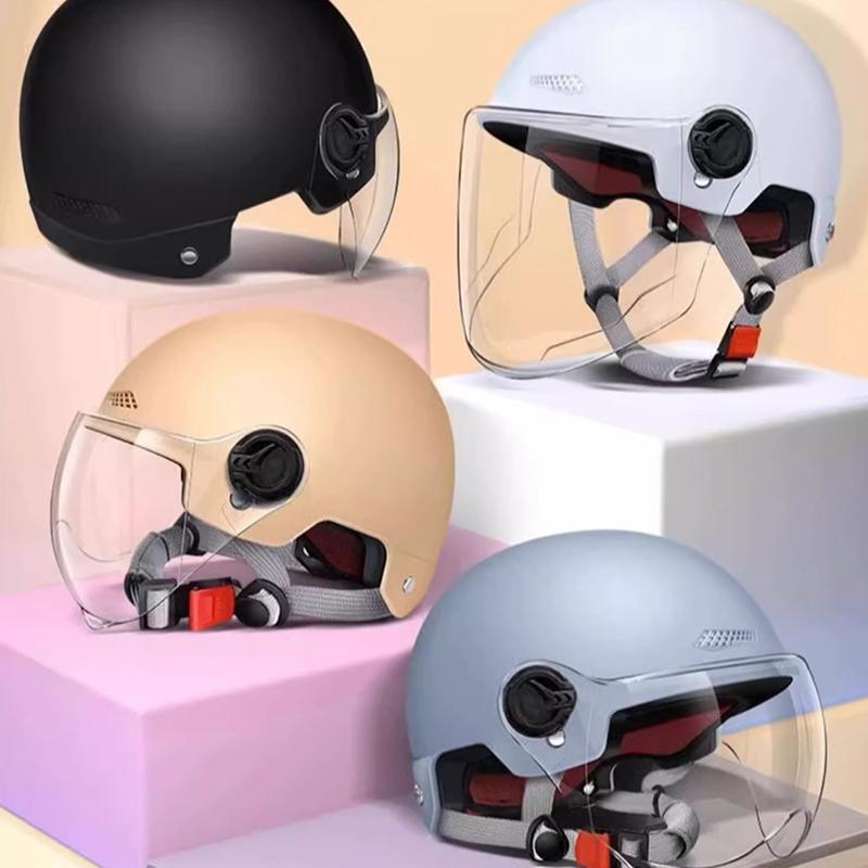 1 Piece 3C Certified Men'S And Women'S Adult Cartoon Electric Bicycle Motorcycle Half Helmet With Goggles Bicycle Safety Helmet