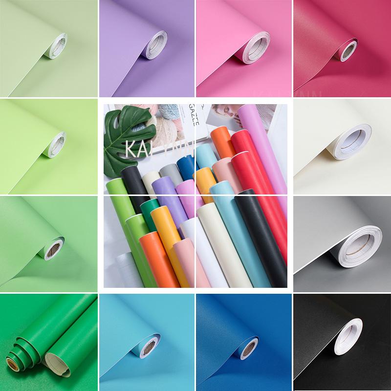 Width Peel and Stick Wallpaper Solid Color Contact Paper Self-Adhesive Sticker Wall Furniture Covering Vinyl Rolls 1-10m