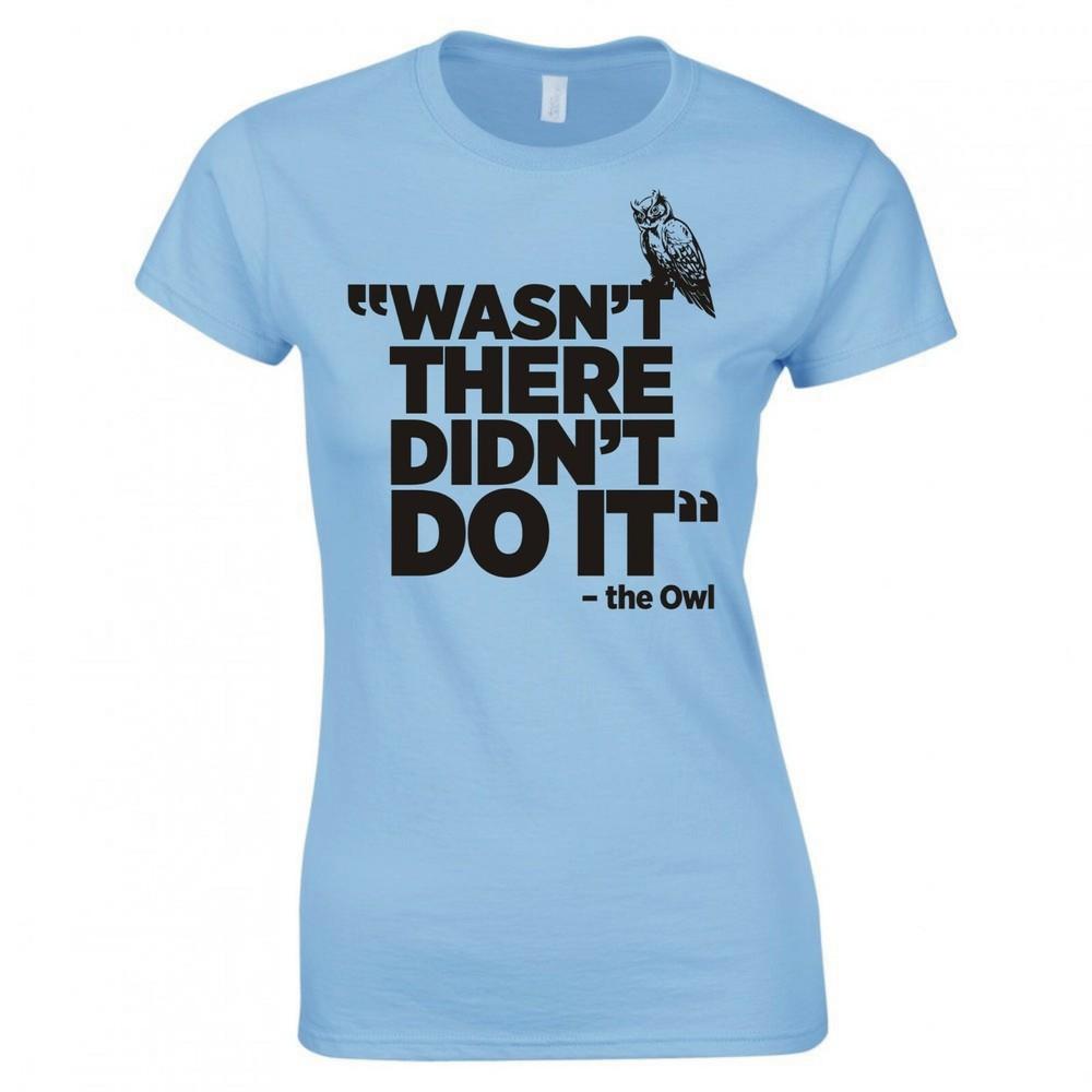 Funny Owl Theory Wasnt There Didnt Do It Ladies Skinny Fit TShirt S