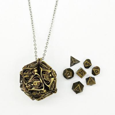 New Metal DND Dice Polyhedron Gambling Metal Dice Blue Bronze Copper Dice Set Party
