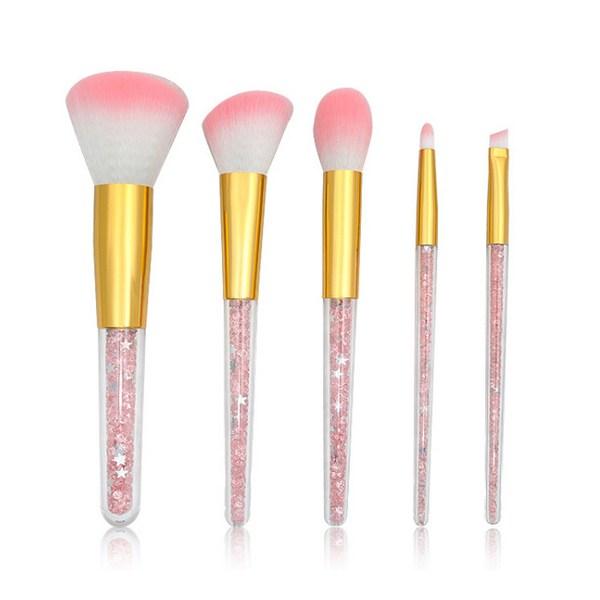 

Кисти для макияжа Kong с прозрачной ручкой Bling Star, набор из 5 предметов, розовый, 1 комплект, самый популярный косметический аксессуар в Корее.