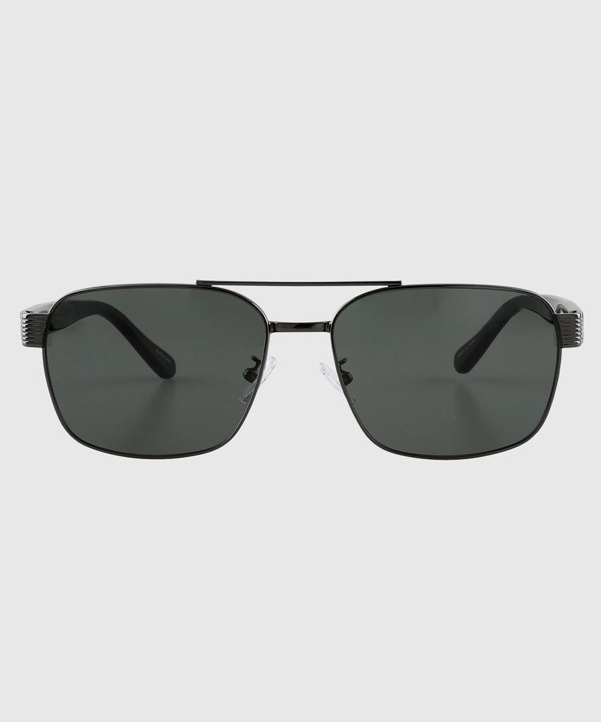 Tuditeo Kev Oversized Aviator Uv-Blocking Nylon Lens Double-Bridge Sunglasses C1 Gunmetal Green