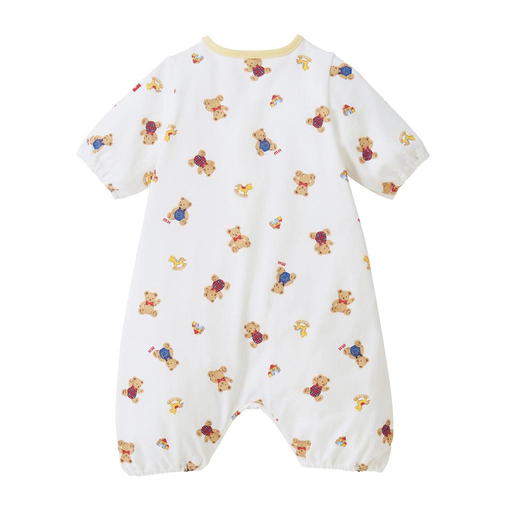 MIKI HOUSE Made In for Boys and Baby Size Pre-Owl Romper, Open-Front, Japan, Girls, Newborn, Pre-Birth Prep, Clothes, White, 40-1275-490, 50-60cm