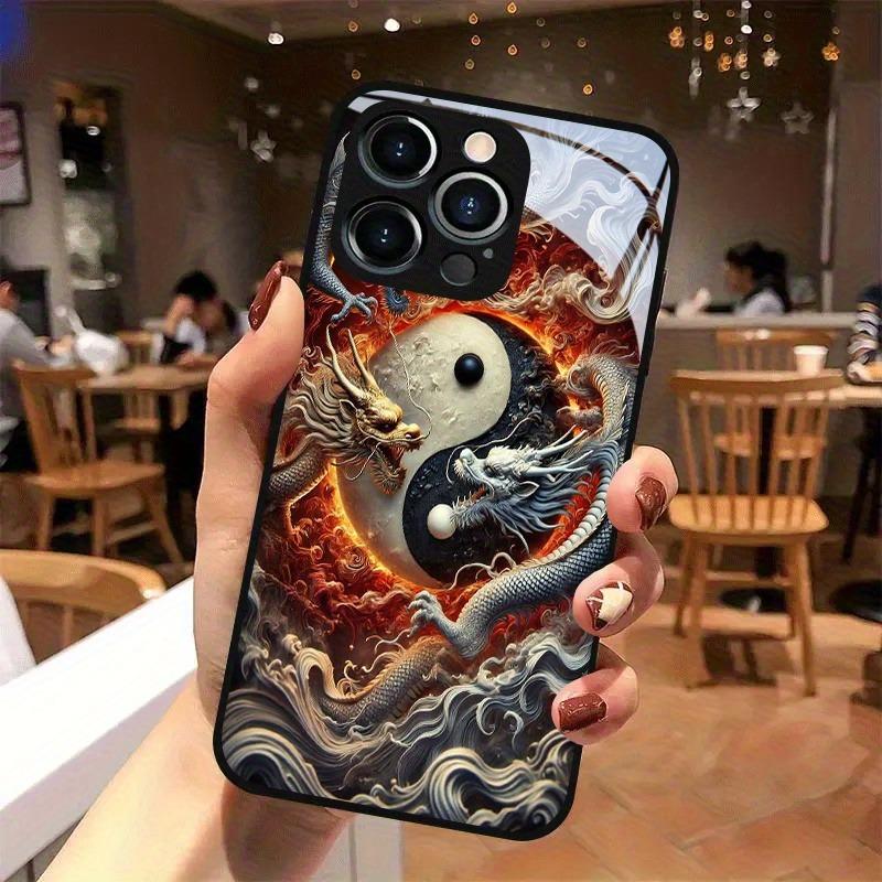 Dragon Yin Yang Tai Chi Diagram Tempered Glass Phone Case For Samsung Galaxy S26 S25 S24 S23 Ultra Plus FE Shockproof Cover