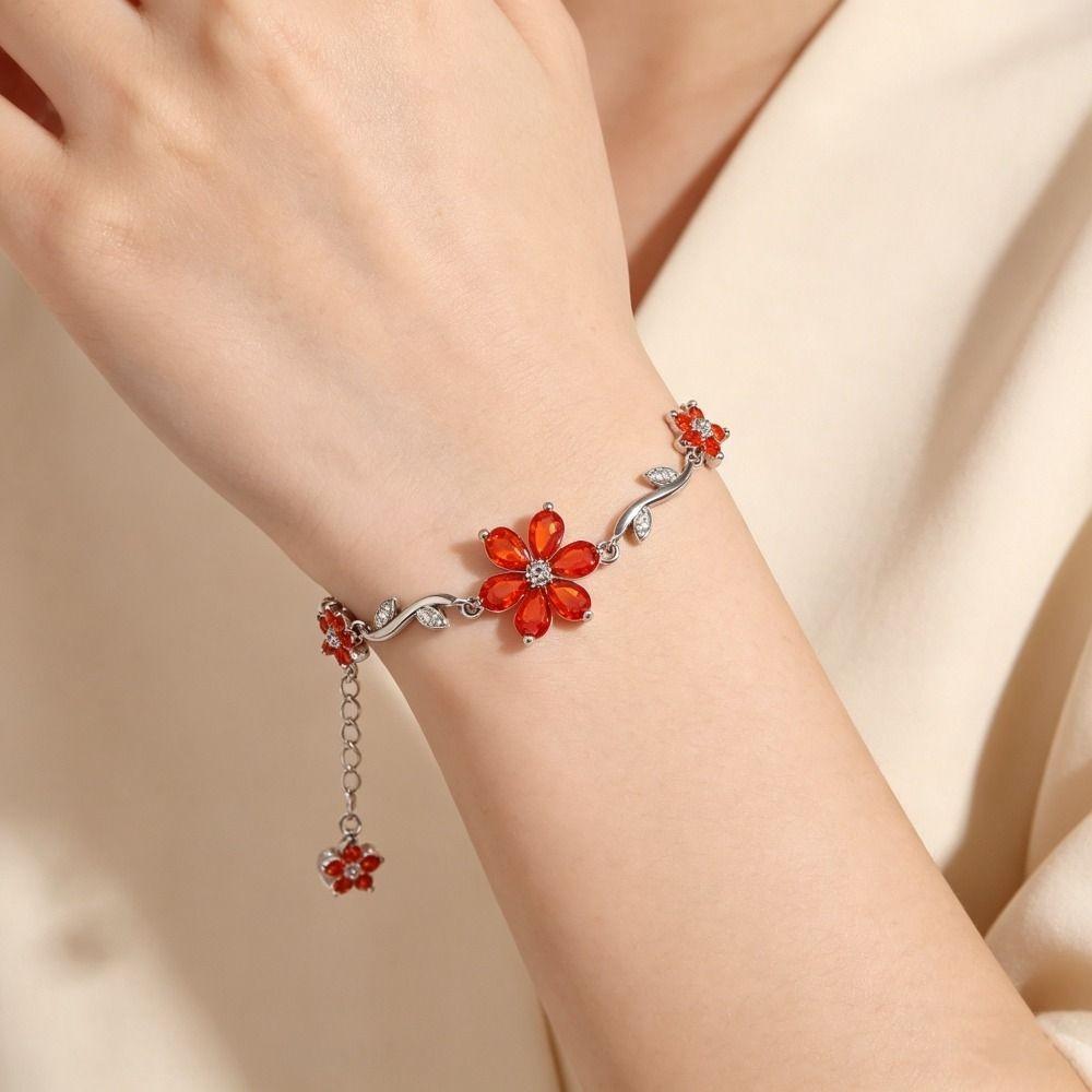 Y2K Chain Bracelet Crystal Women's Bracelet Sweet Flowers Bracelet