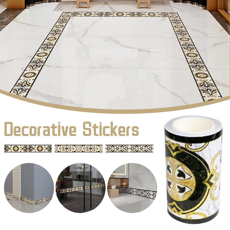 5M Waterproof Baseboard Self Adhesive Wall Sticker Luxury Skirting Waistline Border Floor Stickers 3D Vintage Wallpaper Borders