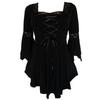 Women Size Plus Lace Up Blouse Shirts Ruffle Ladies Long Sleeve Tunic Peplum Top
