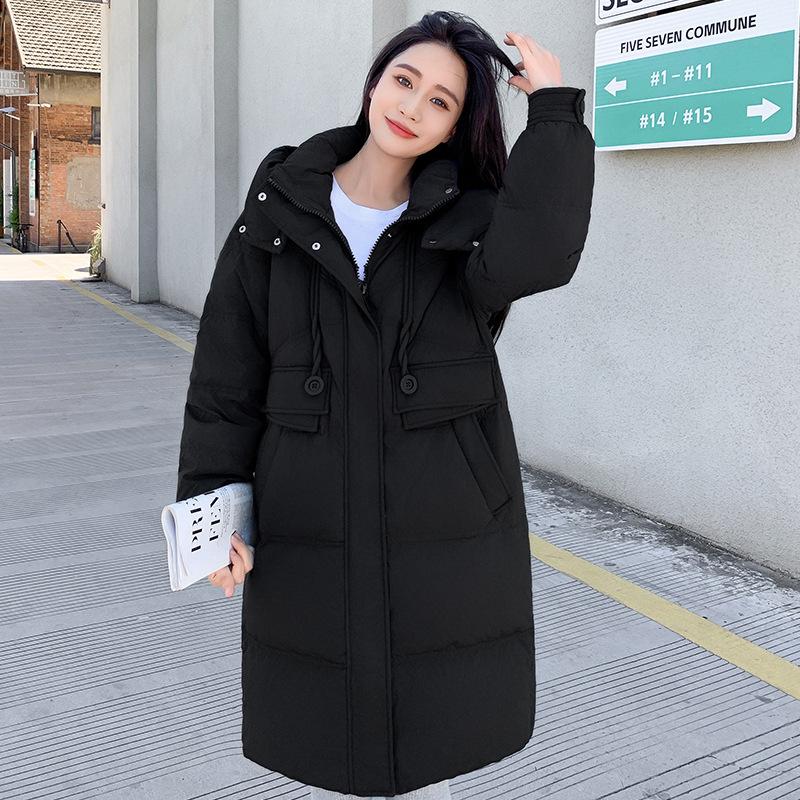 Cotton Jacket Women's Mid-length Over the Knee New Down Cotton Jacket Thickened Korean Version Loose Hooded Winter Versatile Jacket