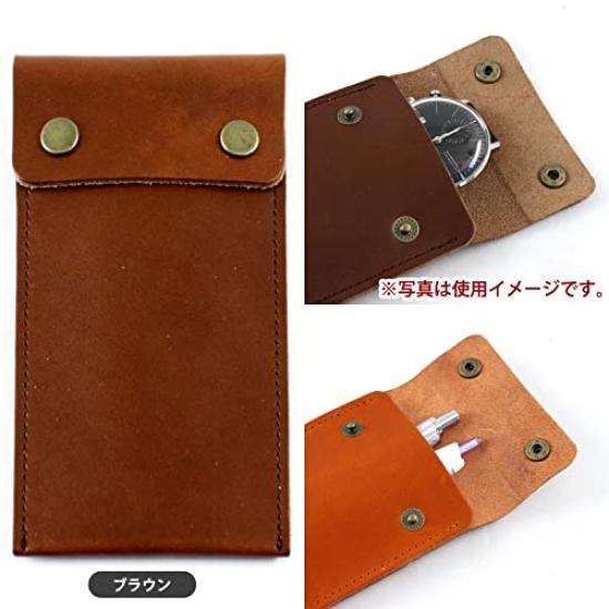 Premium Tochigi Leather Pen Fits in Pants or Jacket Made in Japan Case, Pocket, (Orange)