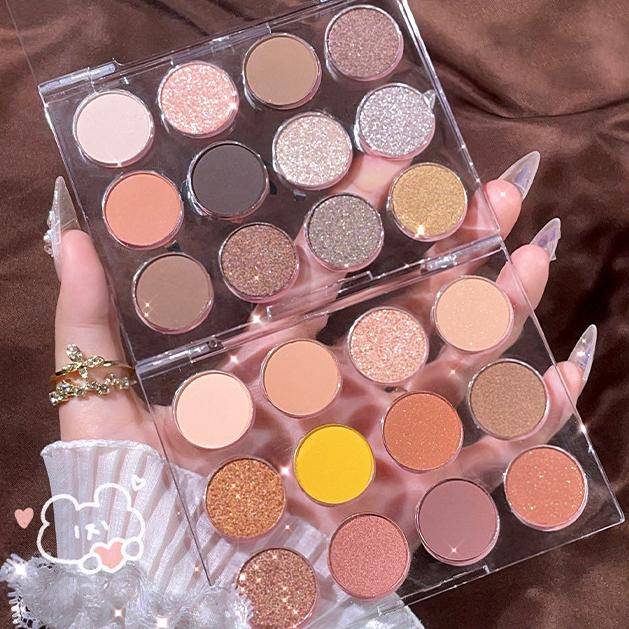 Sheer 12 Color Magic Eyeshadow Palette Pearl Matte Milk Tea Earth Color High Pigmentation