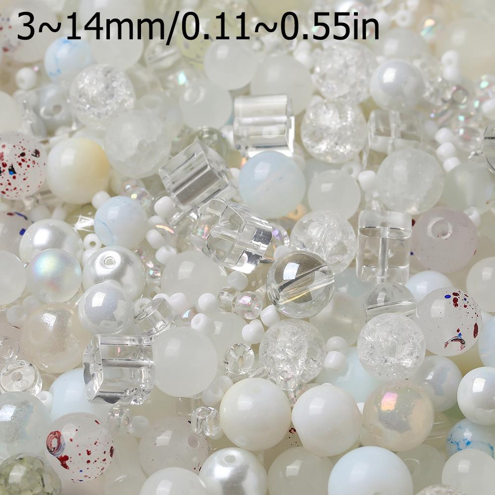 50g Colorful Glass Mixed Beads Multi-shape Loose Spacer Beads for DIY Necklace Bracelet Phone Chain Jewelry Making Accessories