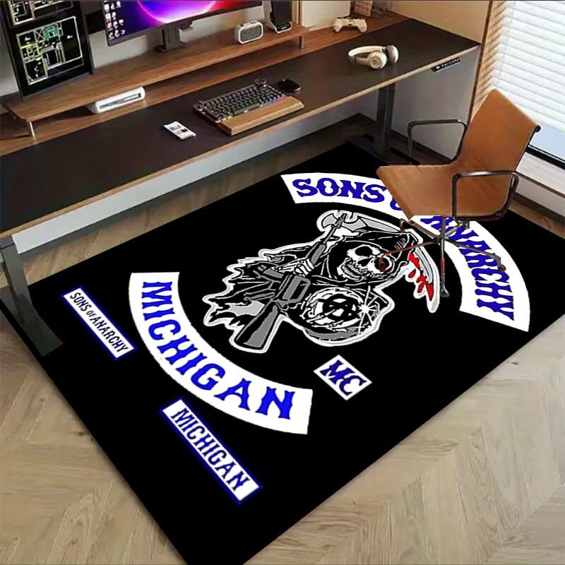 1pc Sons of Anarchy Michigan MC Carpet Anti Slip Polyester Floor Mat for office.Bedroom