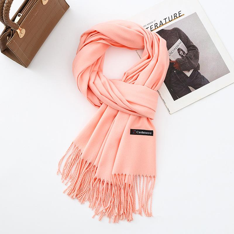 Cotton Solid Color Scarf for Women Winter Warm Wool Cashmere Scarf Autumn and Winter Women's Shawl Scarf Korean Style Atmosphere