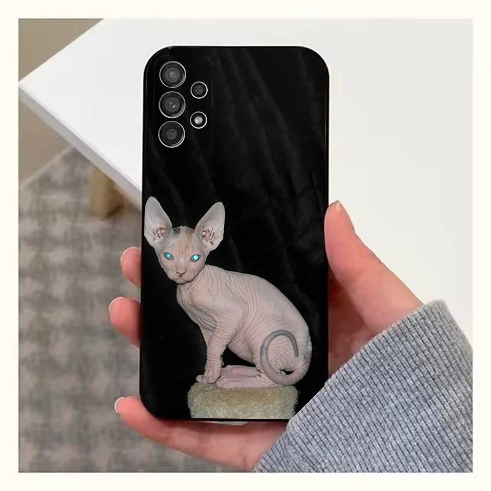 Pet Sphynx Sphinx Cat  Phone Case For Samsung S22,S21,S20,S10,S9,S25,S24,S23,Ultra,FE,Plus,Lite,Soft Silicone Black
