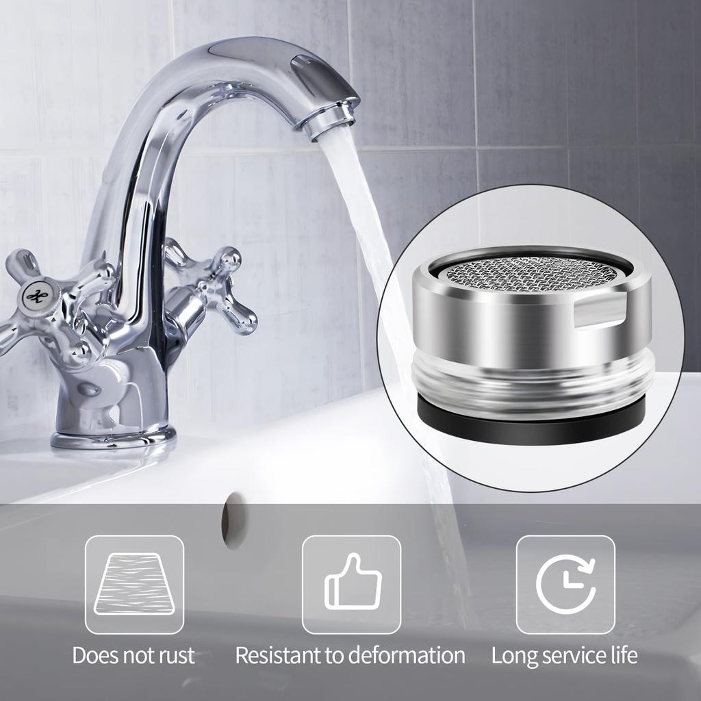 6Pack Of Replacement Aerators for Bathroom Faucets, 24mm High-Flow Attachments With Male Threads, Suitable for Kitchen and Bathroom Sink Faucets.
