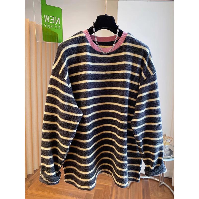

Women s Autumn/Winter 2025 Striped Color-Block Long Sleeve T-shirt Medium
