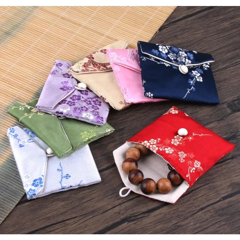 5pcs Fabric art Pouches- Traditional Chinese Brocade Jewelry & Gift Bags, Mini Storage for Weddings, Festivals Home Organization