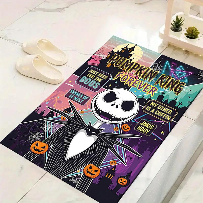 1Pc Pumpkin Halloween Printed Flannel Rug Soft Non Slip Carpet for Bedroom Living Room Office Floor Outdoor Home Decor Xmas Gift H1166