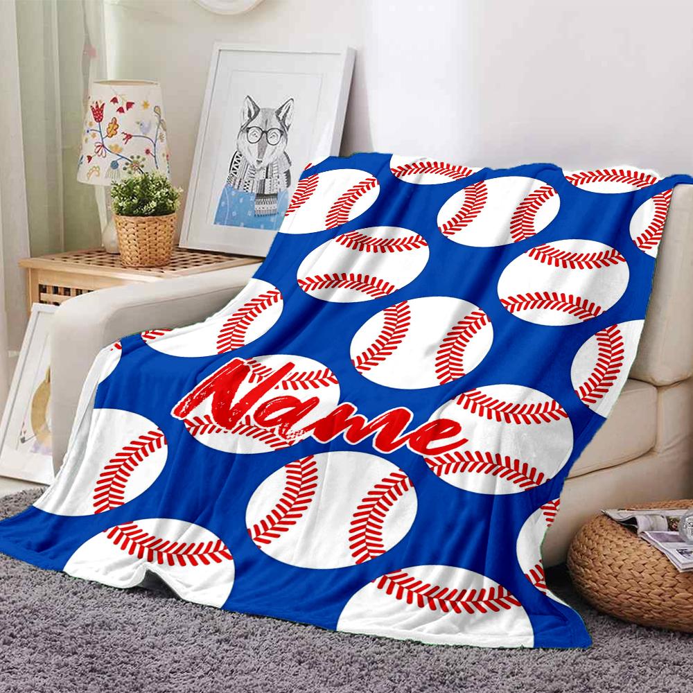 Custom Name Baseball Theme Printed Blanket - Perfect for Couch, Bed, Travel & Outdoor Use | Machine Washable, Cozy & Durable.