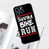 Swim Bike Run Triathlon Case For iPhone 15 16 14 13 12 11 Pro Max Mini Cover X XR XS 8 7 14 15 16 Plus Accessories