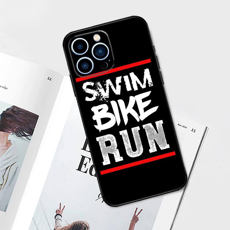 Swim Bike Run Triathlon Case For iPhone 15 16 14 13 12 11 Pro Max Mini Cover X XR XS 8 7 14 15 16 Plus Accessories