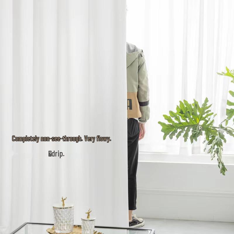 Phantom Anti-Cat Claw Light-Transmitting White Curtain for Bedroom Partition