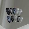 New 10pcs Handmade Wearable Press On Nails Y2k Starry Night Sky Almond Fake Nail Tips Detachable for Sweet Cool Girls&Women