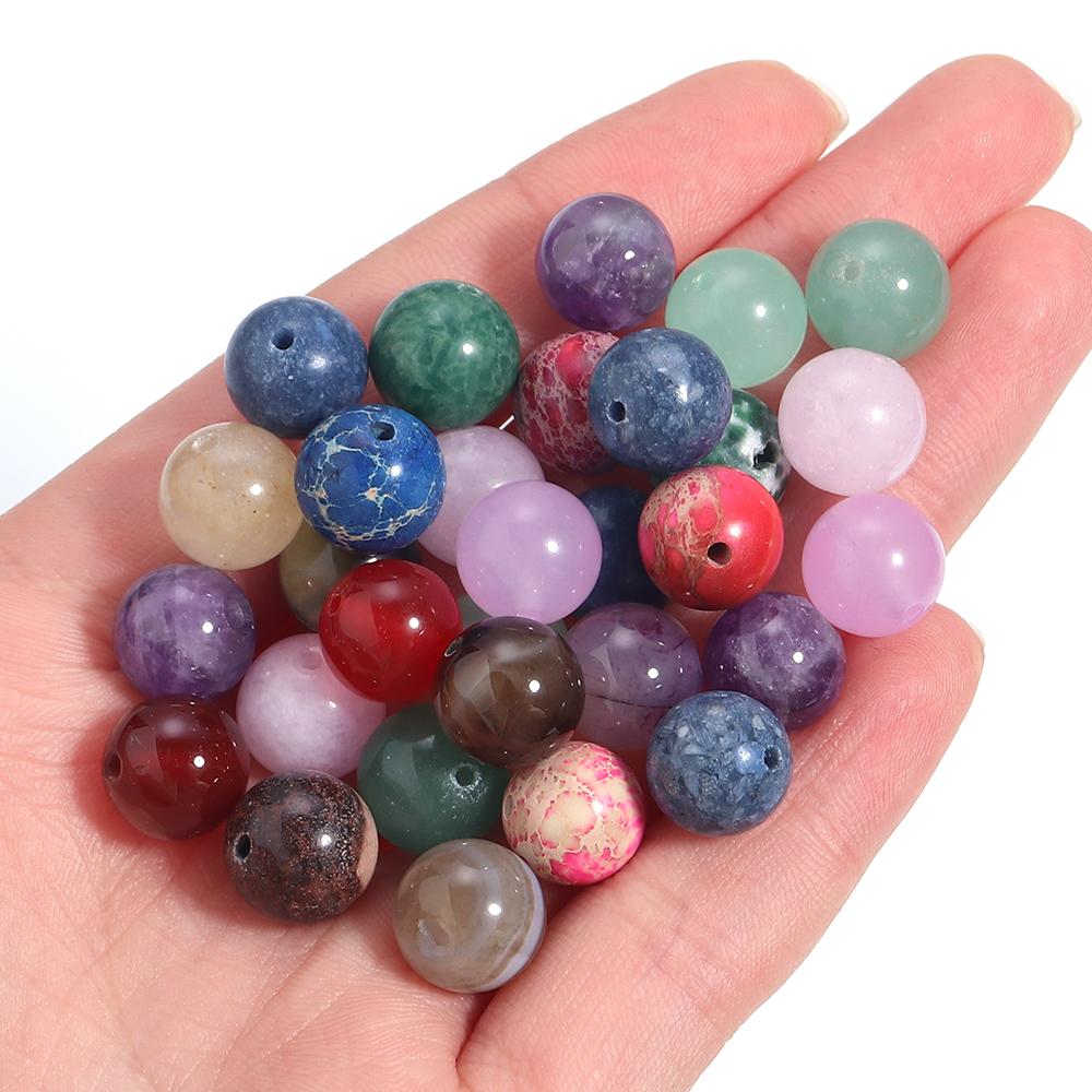 20-100pcs 4 6 8 10 12 14mm Natural Stone Beads Mixed Color Round Loose Beads For Jewelry Making DIY Necklace Bracelets Supplies
