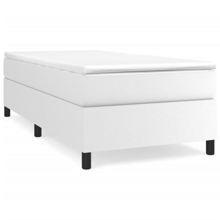 3144573 vidaXL Lit à sommier tapissier avec matelas Blanc 80x200 cm Similicuir