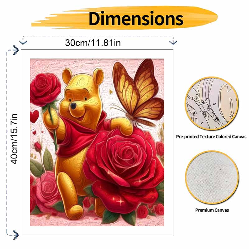 Disney Winnie Rose Butterfly Oil Paint Hand Painting Kit Decoration Classic Style Home Decor Romantic Painting Canvas Wall Art Supplies