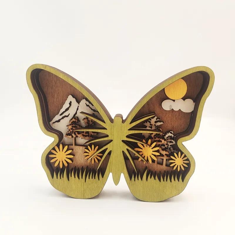 

Новый Пасхальный Деревянный Декор Ручной Работы Креативный Домашний Праздничный Декор Деревянная Весенняя Бабочка Кролик Курица Изысканное Украшение YLE096 butterfly