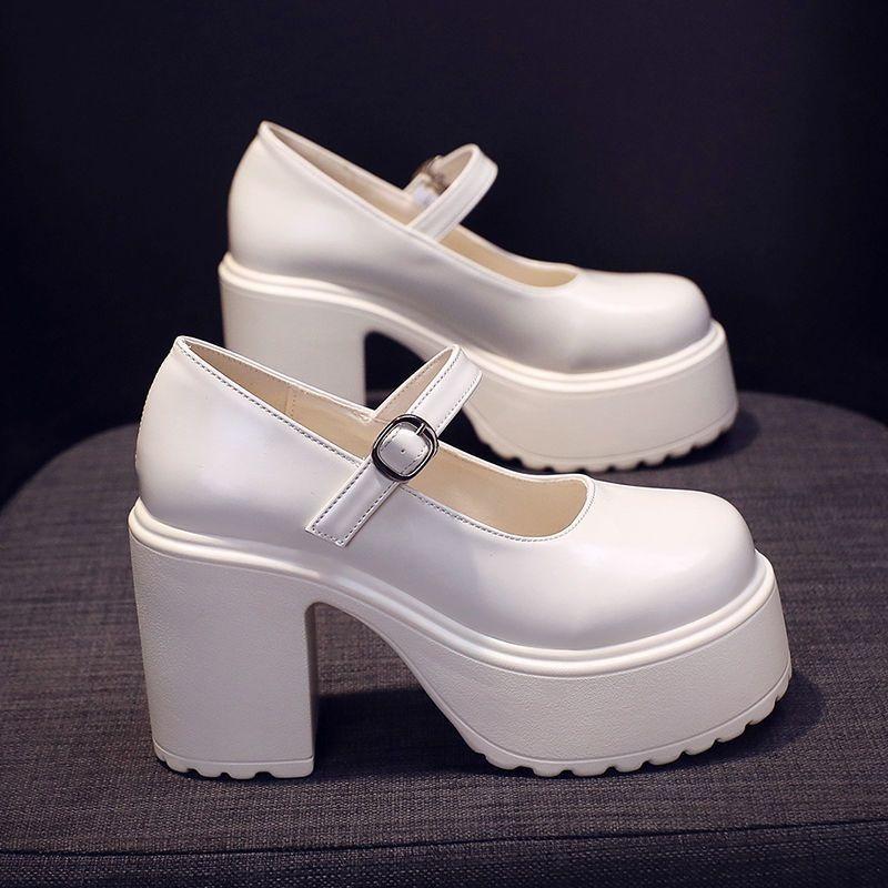 Mode Talons hauts pour femmes automne nouveau style talon épais semelle épaisse augmentant la hauteur tempérament polyvalent simple chaussures pour femmes