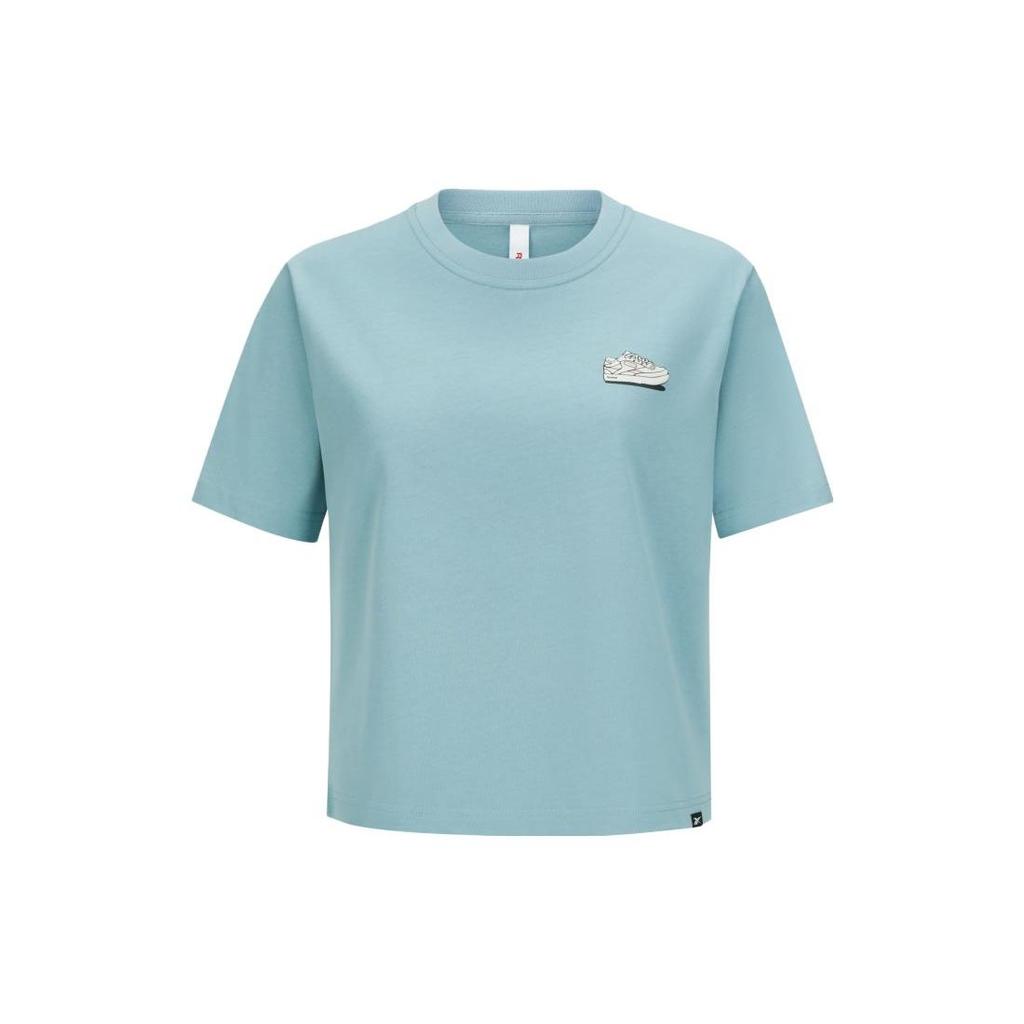 Reebok Crop S/S Tee Series Shoe Pattern Printed Short Sleeve T-Shirt Women Tops Light-Blue 23RMS404WGB1