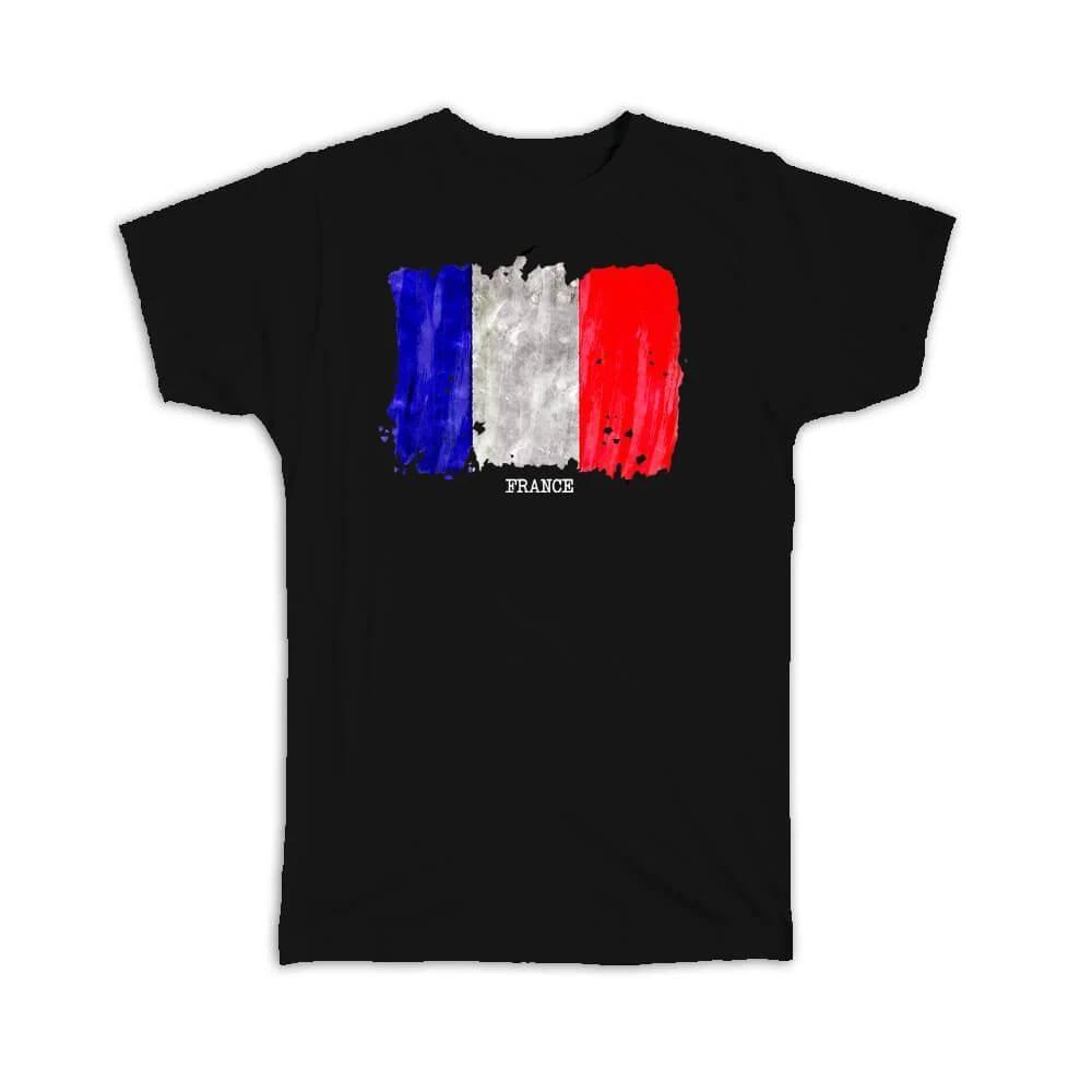 Gift T-Shirt : France Flag Europe Travel Expat Country Watercolor 2XL