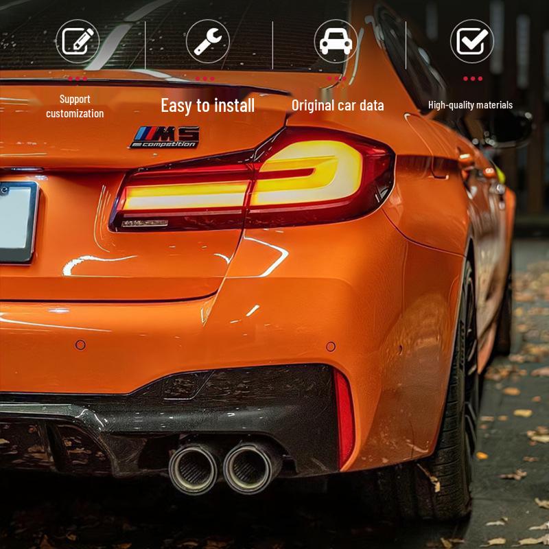 BMW M5 F90 Rear Quad Exhaust System - Carbon Fiber MP Style Tailpipe Muffler.