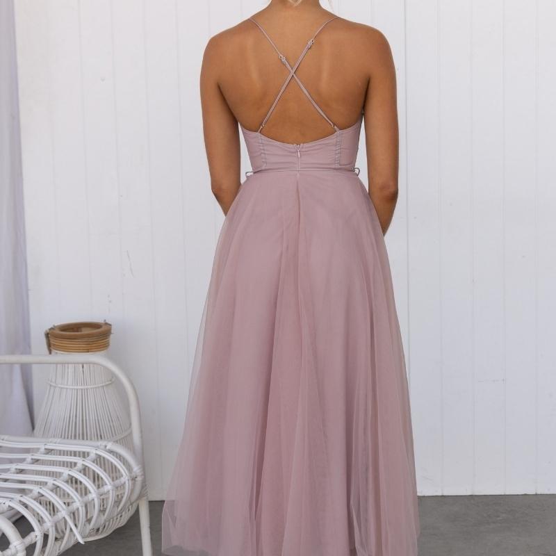 QICED ტემპერამენტი Sexy Sling Mesh Party საღამოს კაბა