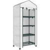4 Tier Mini Portable Greenhouse Compact Plant Grow Shed Metal Frame PE Cover with Lockable Rolling Wheels, White