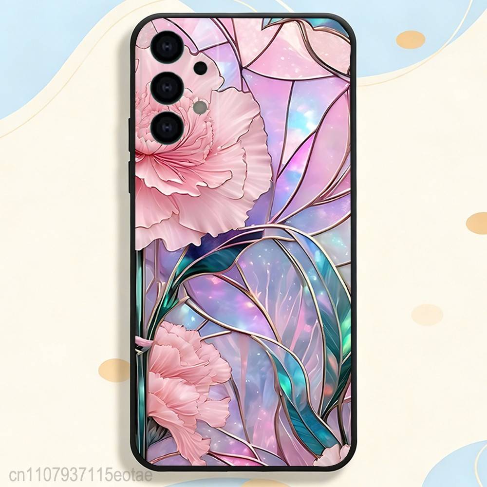

Colorful Stained glassGlass Phone Case For Samsung S25,S26,S24,S21,S22,S23,S30,Ultra,S20,Plus,Fe,Lite,5G Black Cover SamsungS21plus