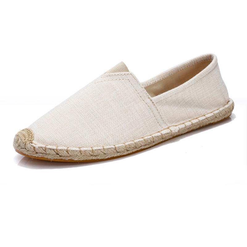 Plus Size Summer Slip-On Espadrilles: Casual Canvas Shoes with Linen Sole & Solid Color Hemp Rope Design